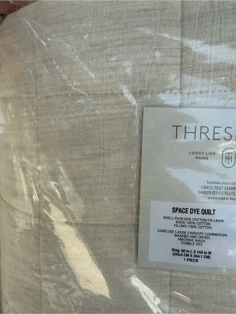Threshold - King Space Dyed Cotton Linen Quilt Khaki - Khaki